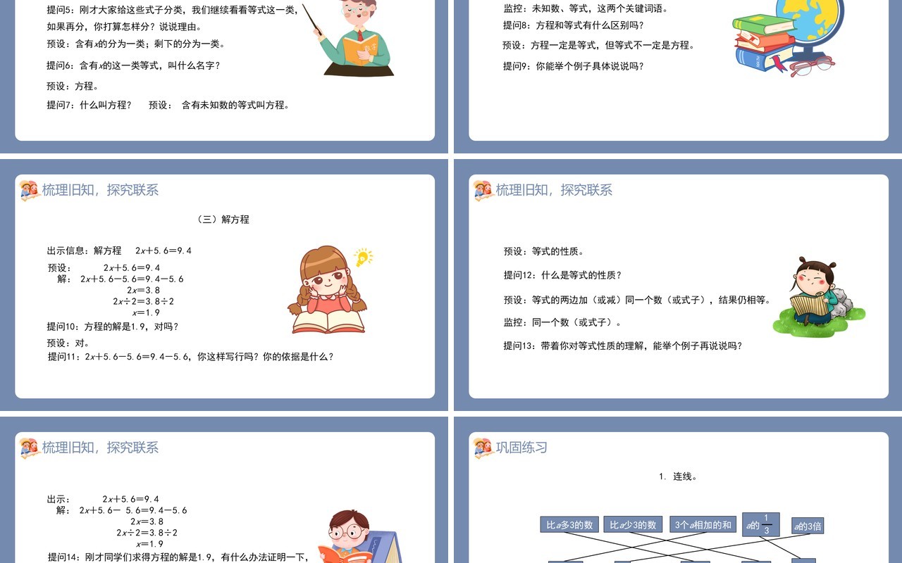 部编版六年级数学下册式与方程课件PPT模板