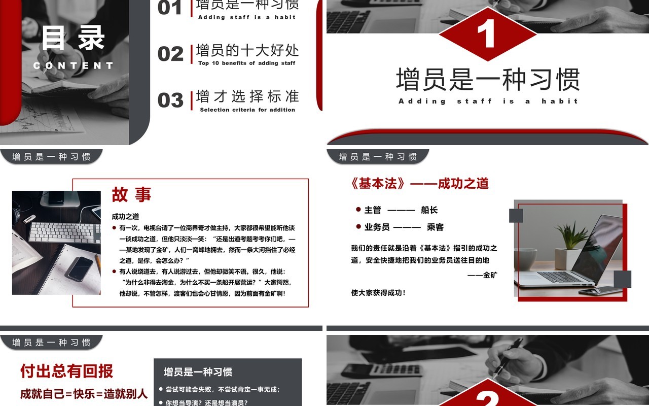 黑红简约商务风高效增员专题PPT模板