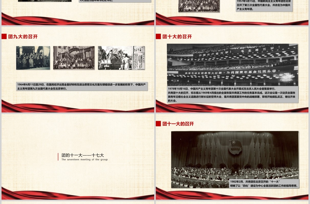 五四青年节共青团光辉历史团史PPT模板