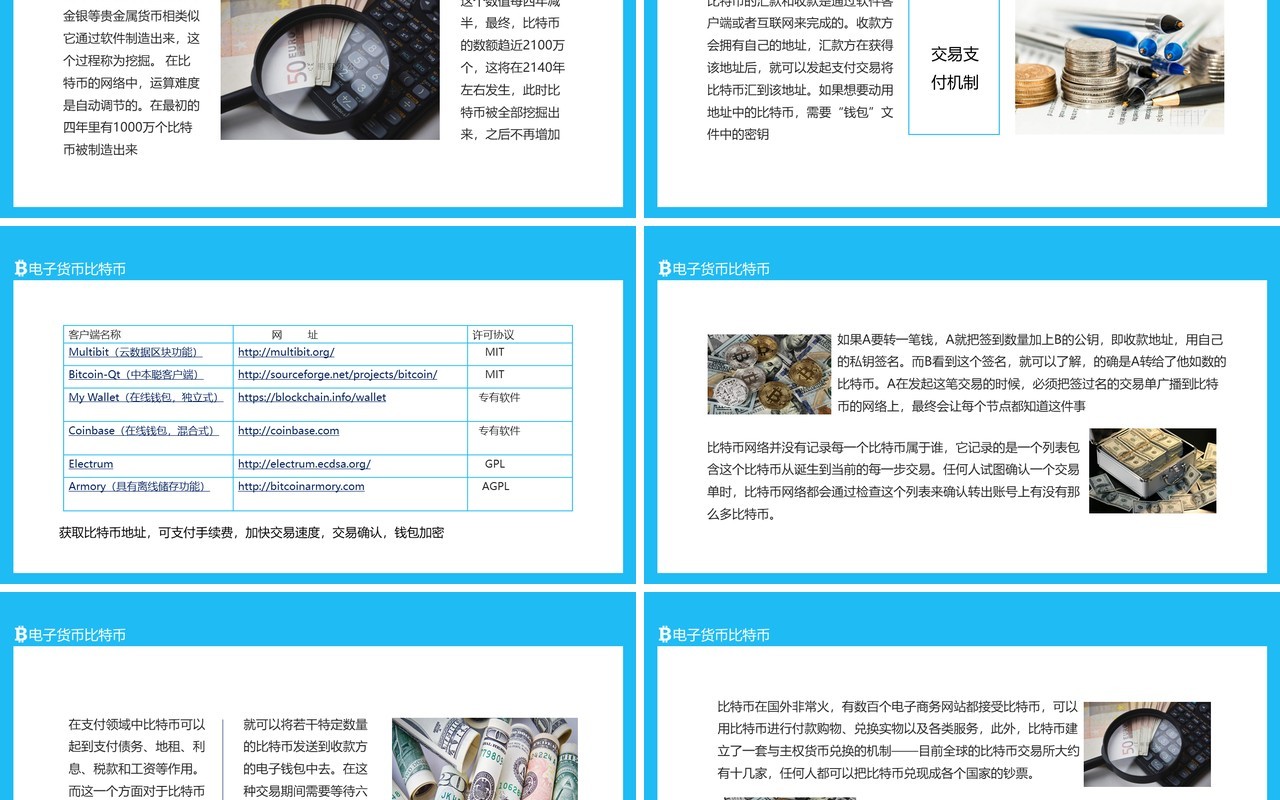 开源P2P技术软件产生的电子货币比特币动态PPT模板