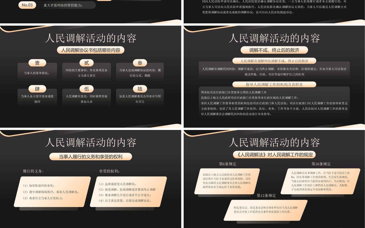 黑金商务风人民调解培训PPT模板