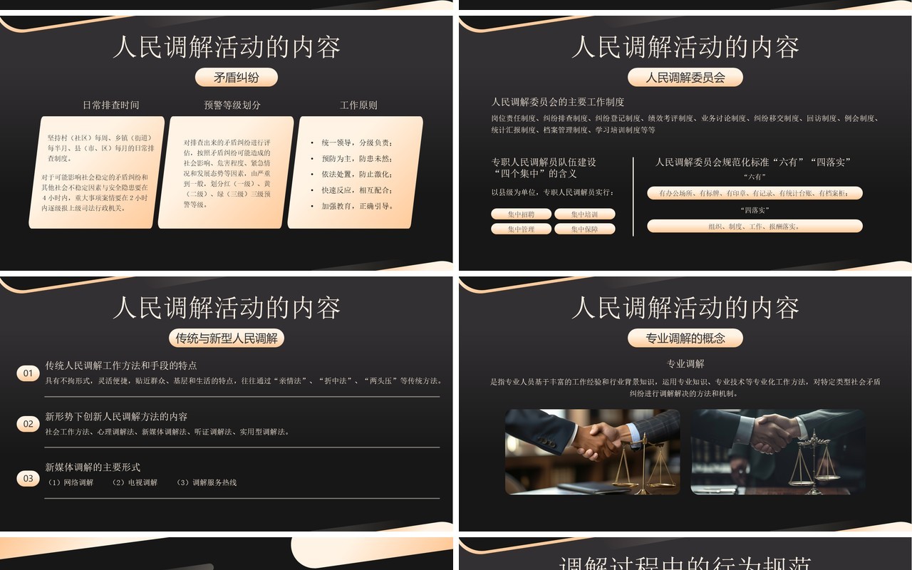 黑金商务风人民调解培训PPT模板