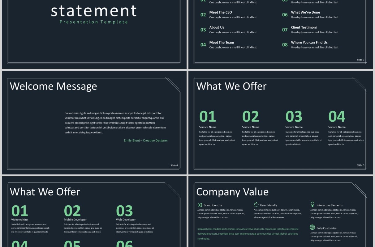 深色商务工作通用PPT模板版式设计Statement Powerpoint Template