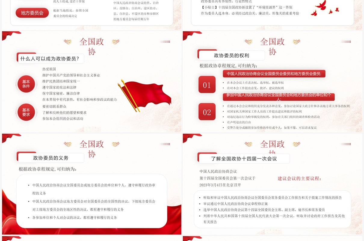 红色党政风2023全国两会知识介绍PPT模板