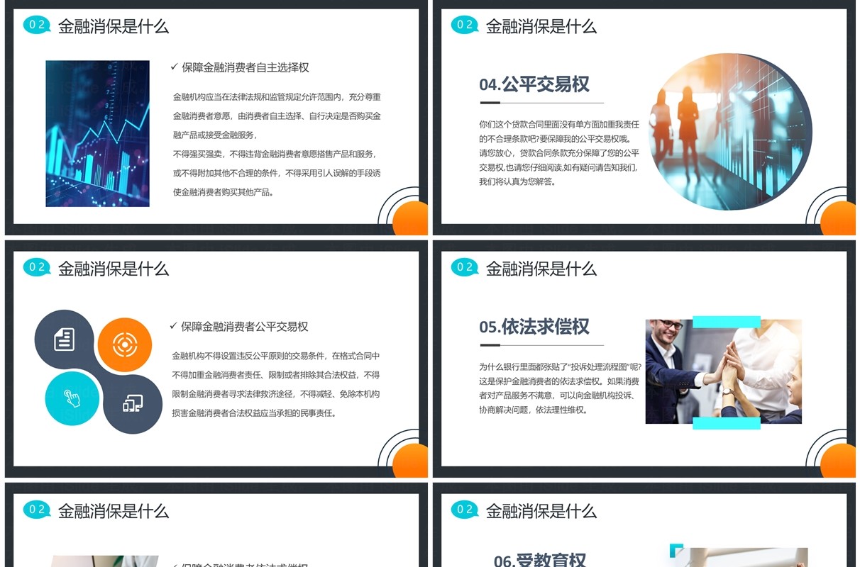 蓝色简约风315金融消费者八大权益PPT模板