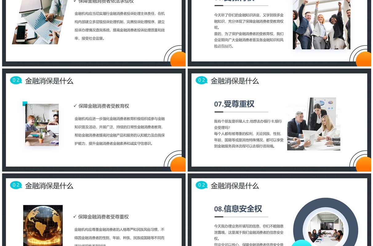 蓝色简约风315金融消费者八大权益PPT模板
