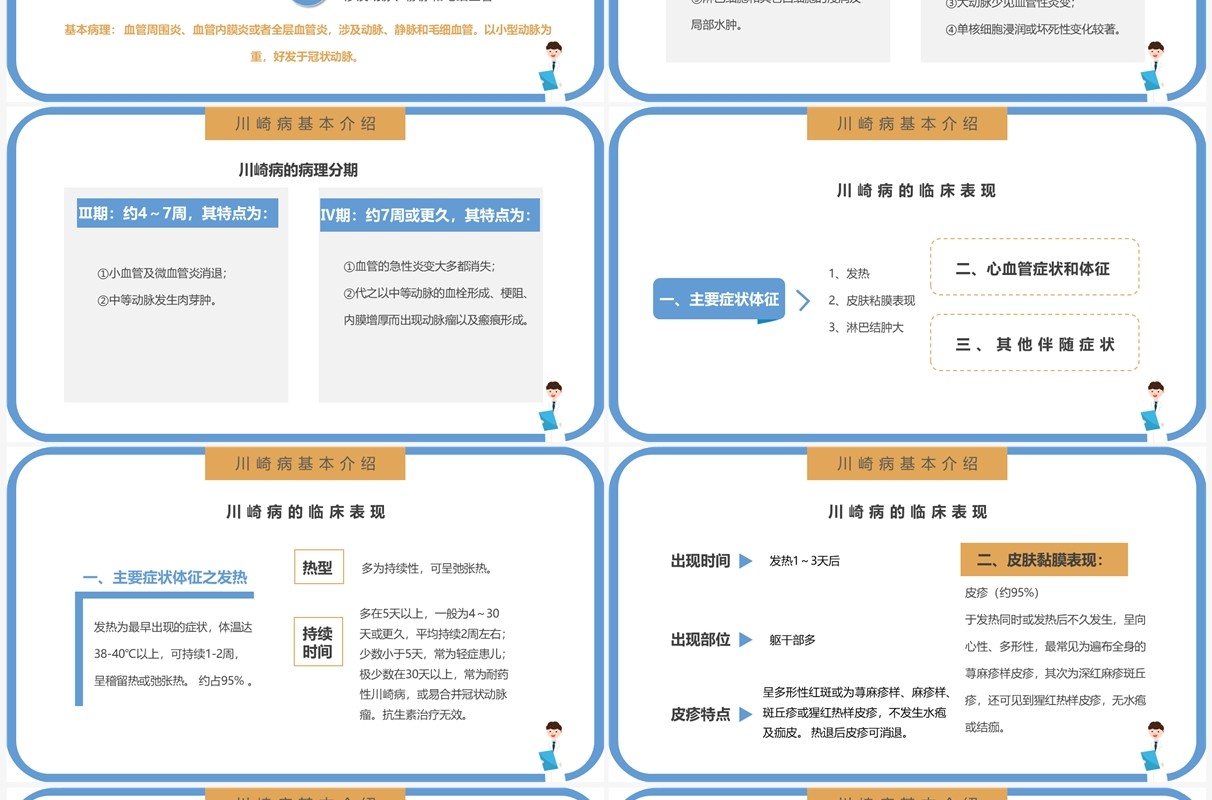 蓝色卡通川崎病护理查房培训PPT模板
