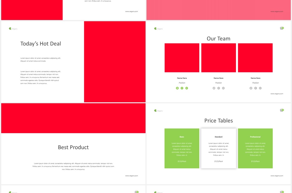 绿色蔬菜图片版式设计PPT模板Vegetables Powerpoint Template