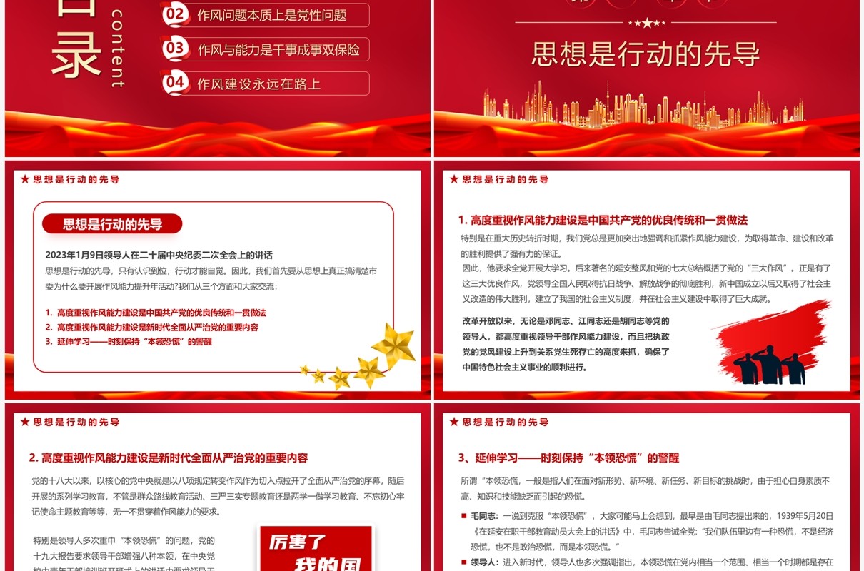 锤炼过硬能力塑造优良做风党课学习PPT模板