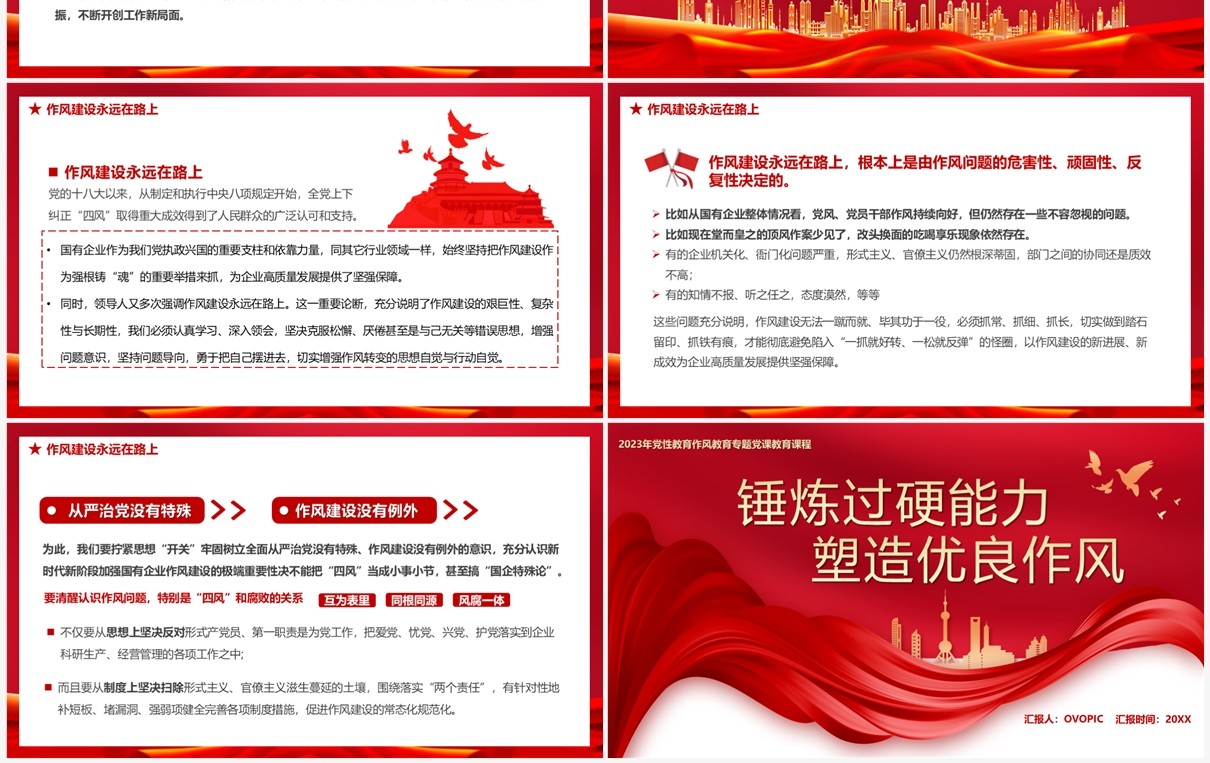 锤炼过硬能力塑造优良做风党课学习PPT模板