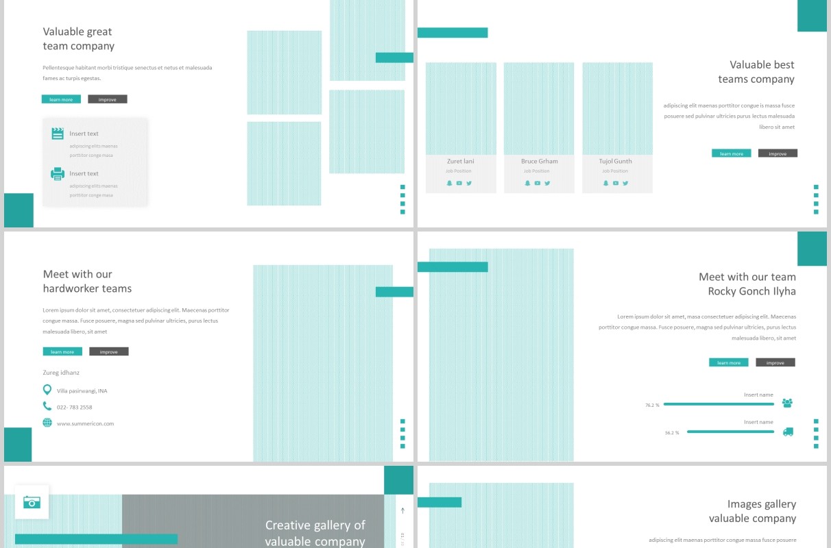 蓝色简洁公司简介宣传PPT版式模板Valuable - Powerpoint Template