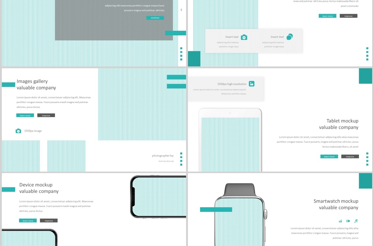 蓝色简洁公司简介宣传PPT版式模板Valuable - Powerpoint Template