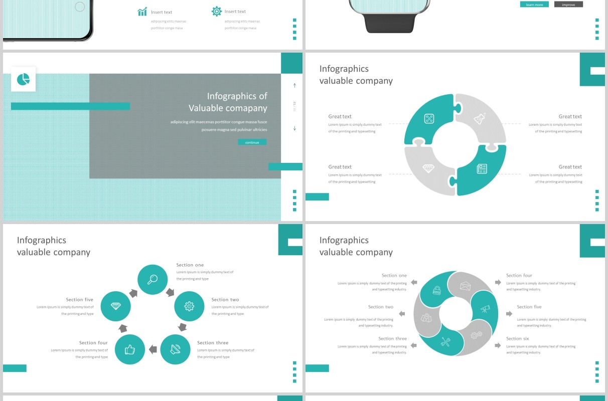 蓝色简洁公司简介宣传PPT版式模板Valuable - Powerpoint Template