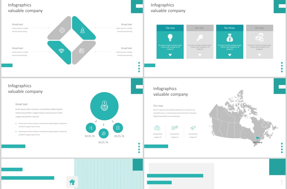 蓝色简洁公司简介宣传PPT版式模板Valuable - Powerpoint Template