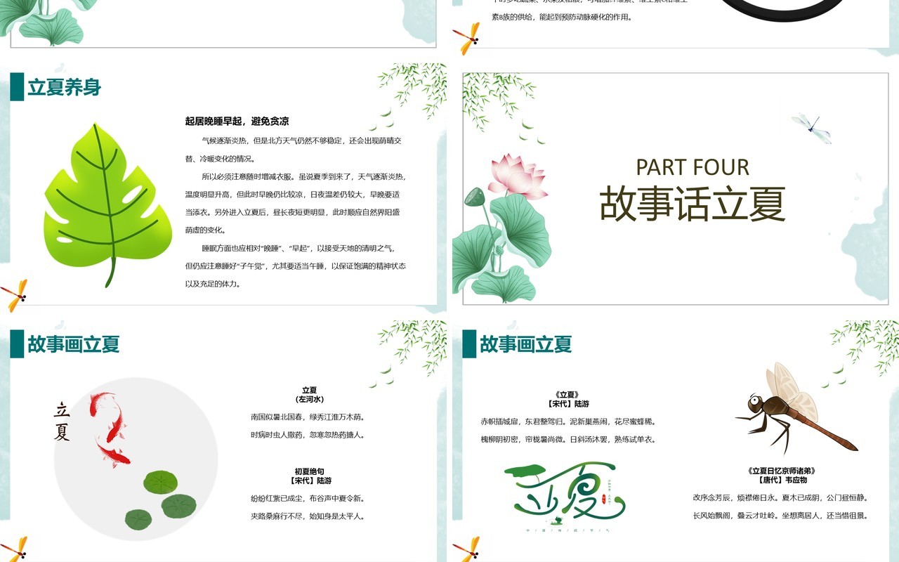 小清新水墨风二十四节气立夏介绍PPT模板