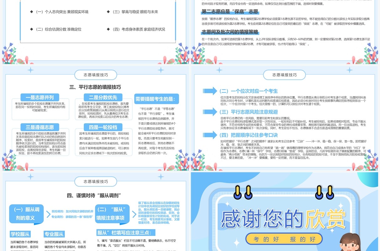 蓝色卡通风高考志愿填报指导PPT模板