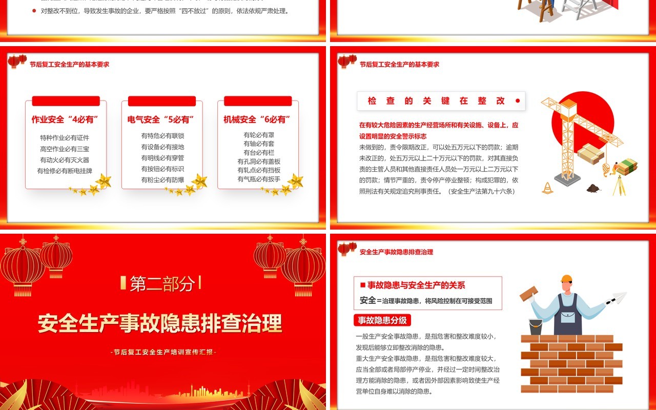 红色中国风春节后复工安全生产培训PPT模板