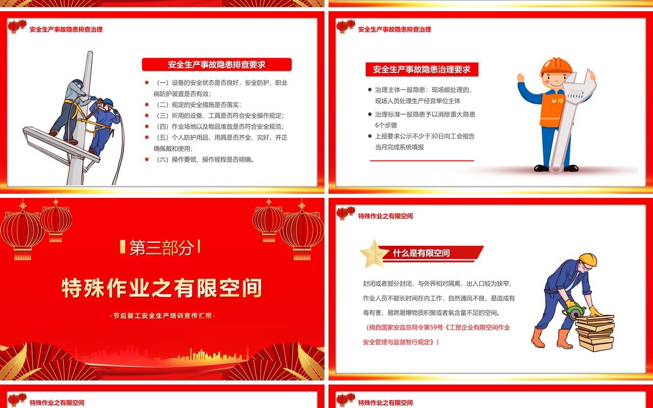 红色中国风春节后复工安全生产培训PPT模板