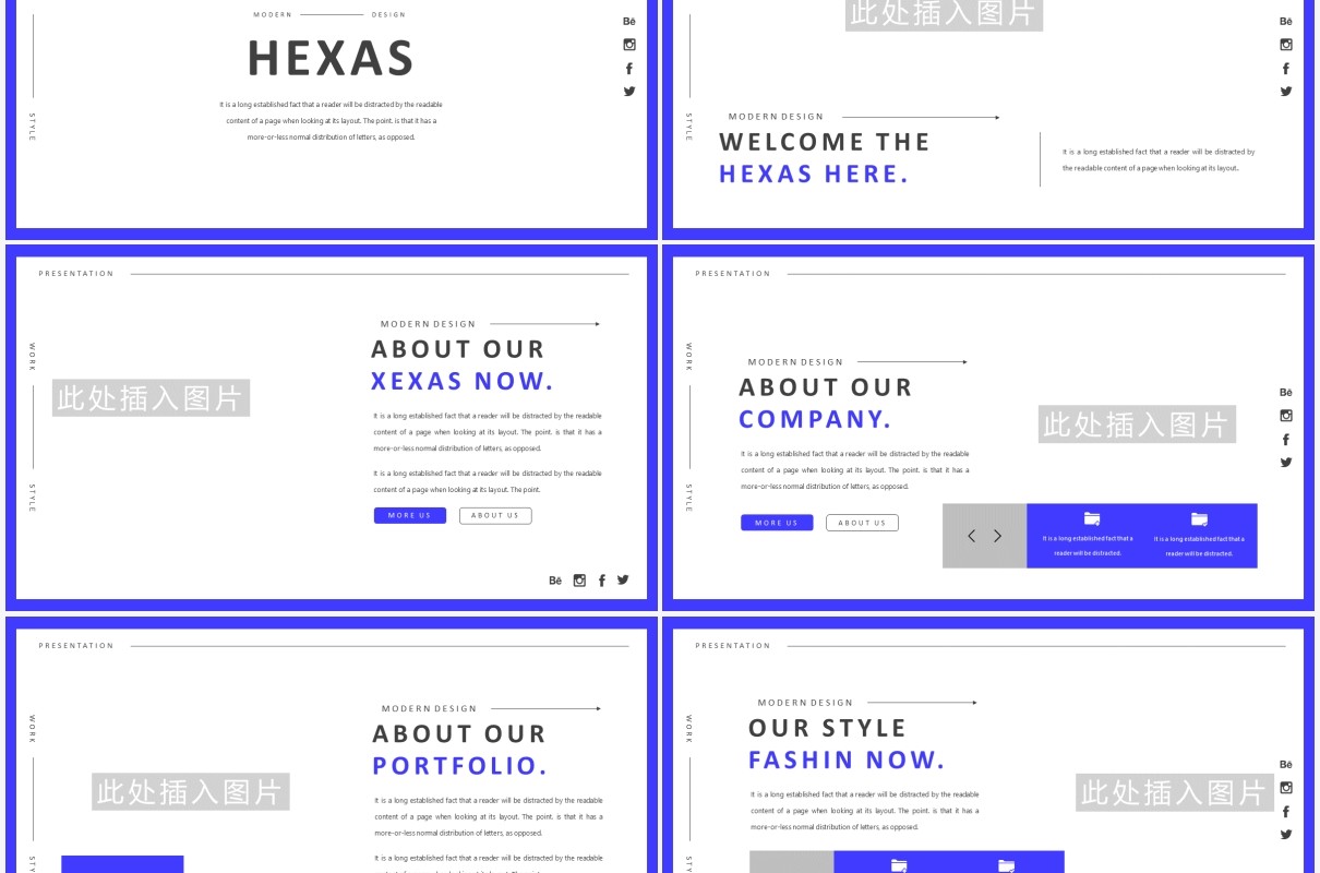 简约蓝色个人简历求职竞聘报告PPT模板HEXAS Powerpoint Template