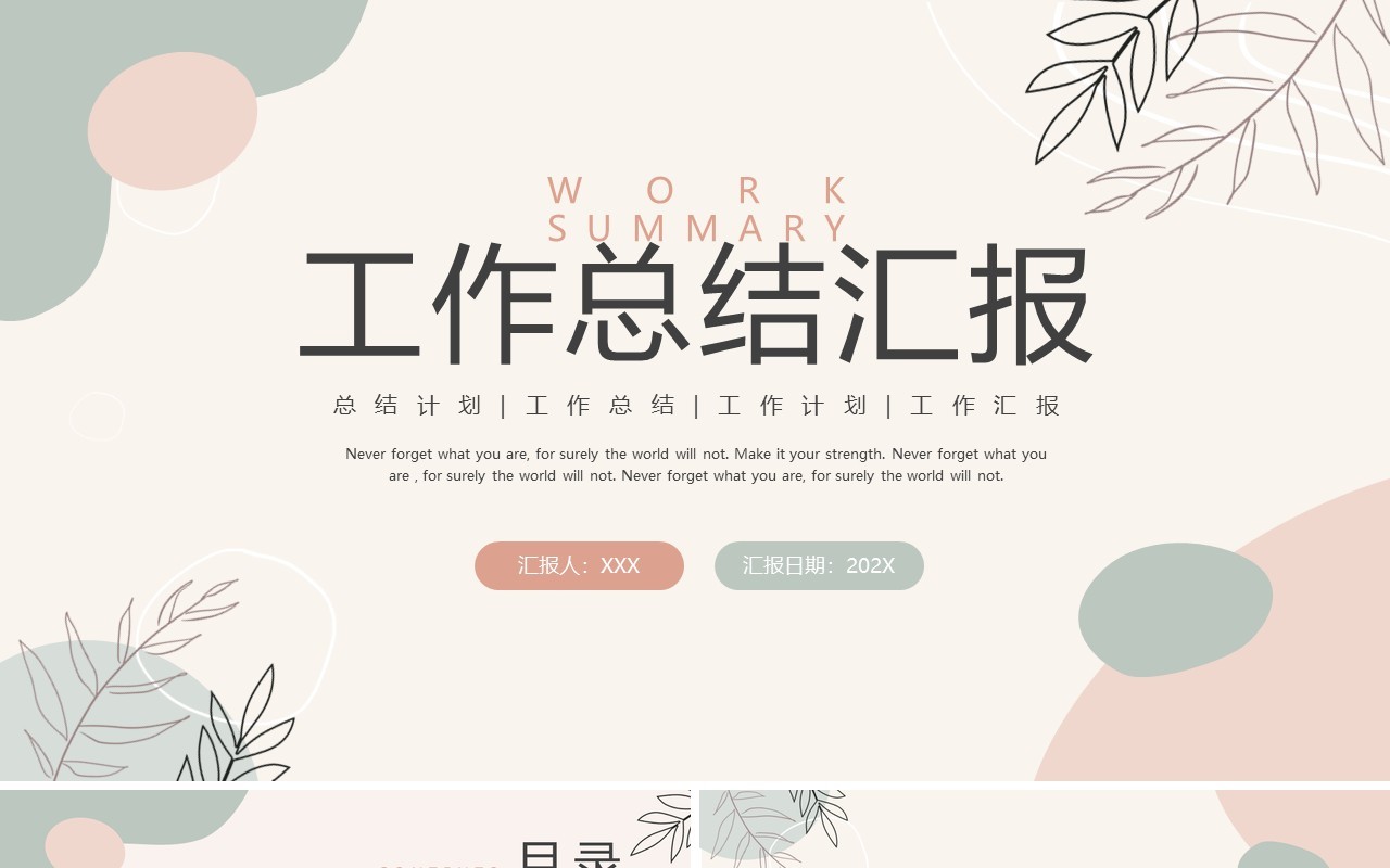 简约莫兰迪工作总结汇报PPT模板