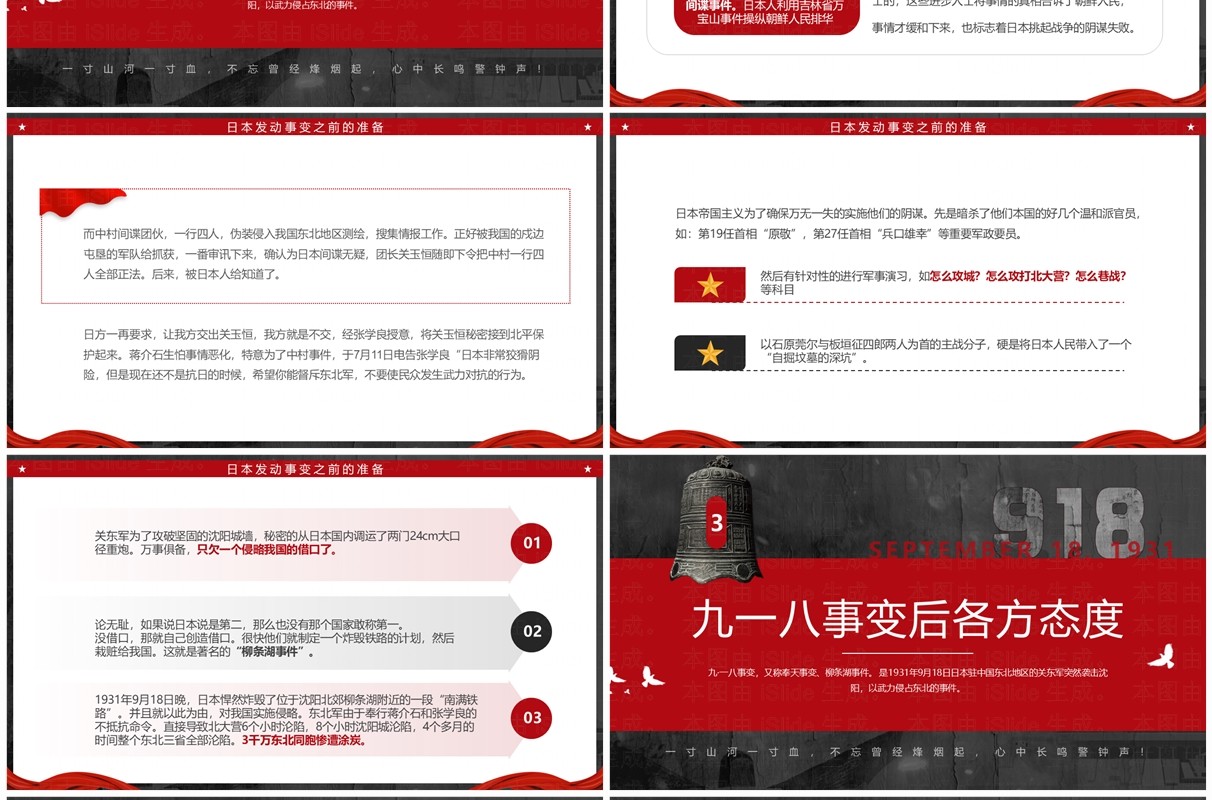 红灰简约风纪念九一八事变PPT模板