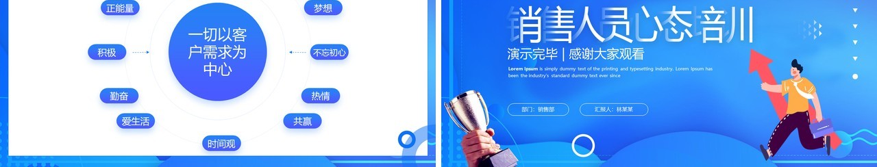 蓝色卡通风销售人员心态培训PPT模板