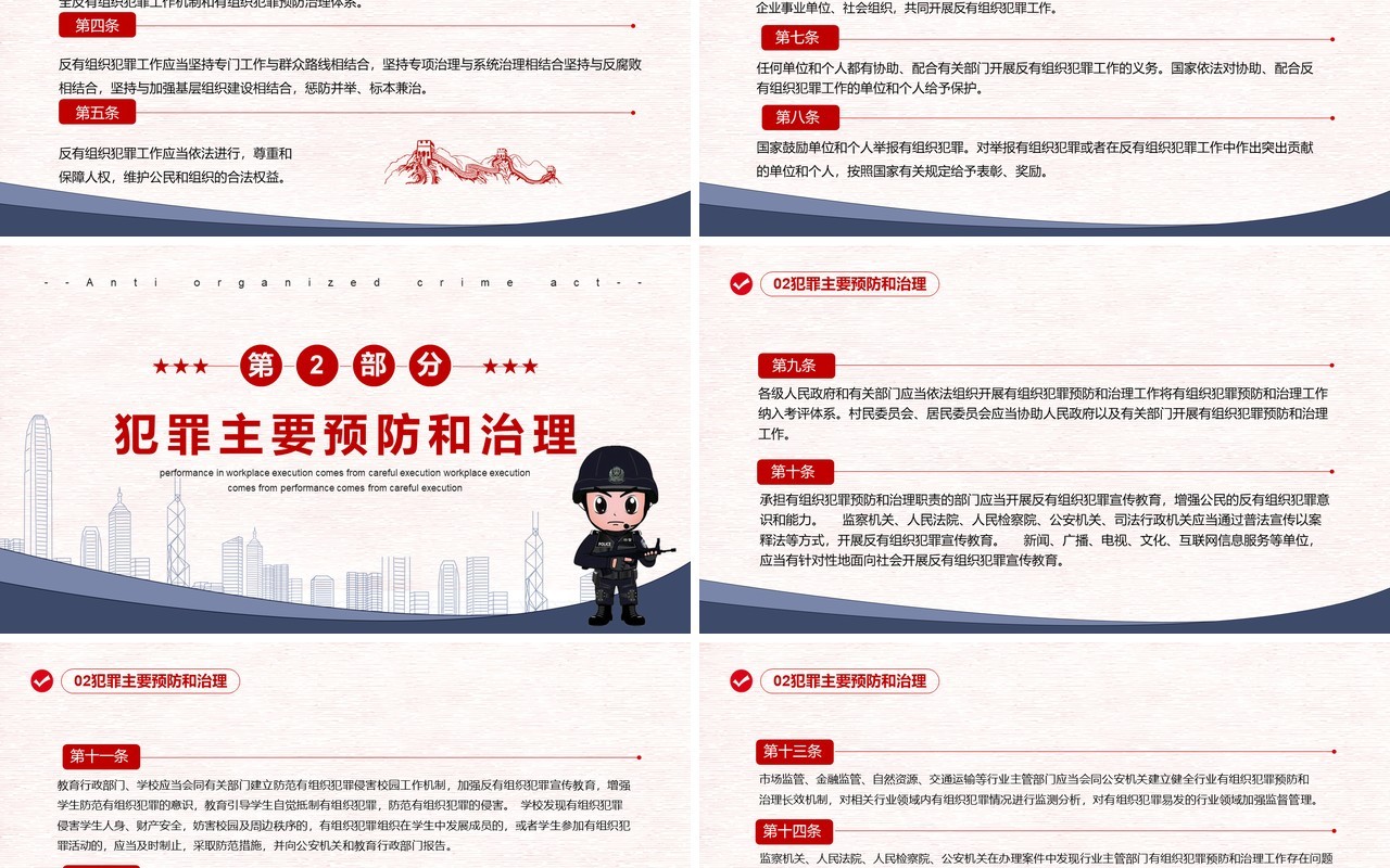 蓝色简约学习解读反有组织犯罪法PPT模板