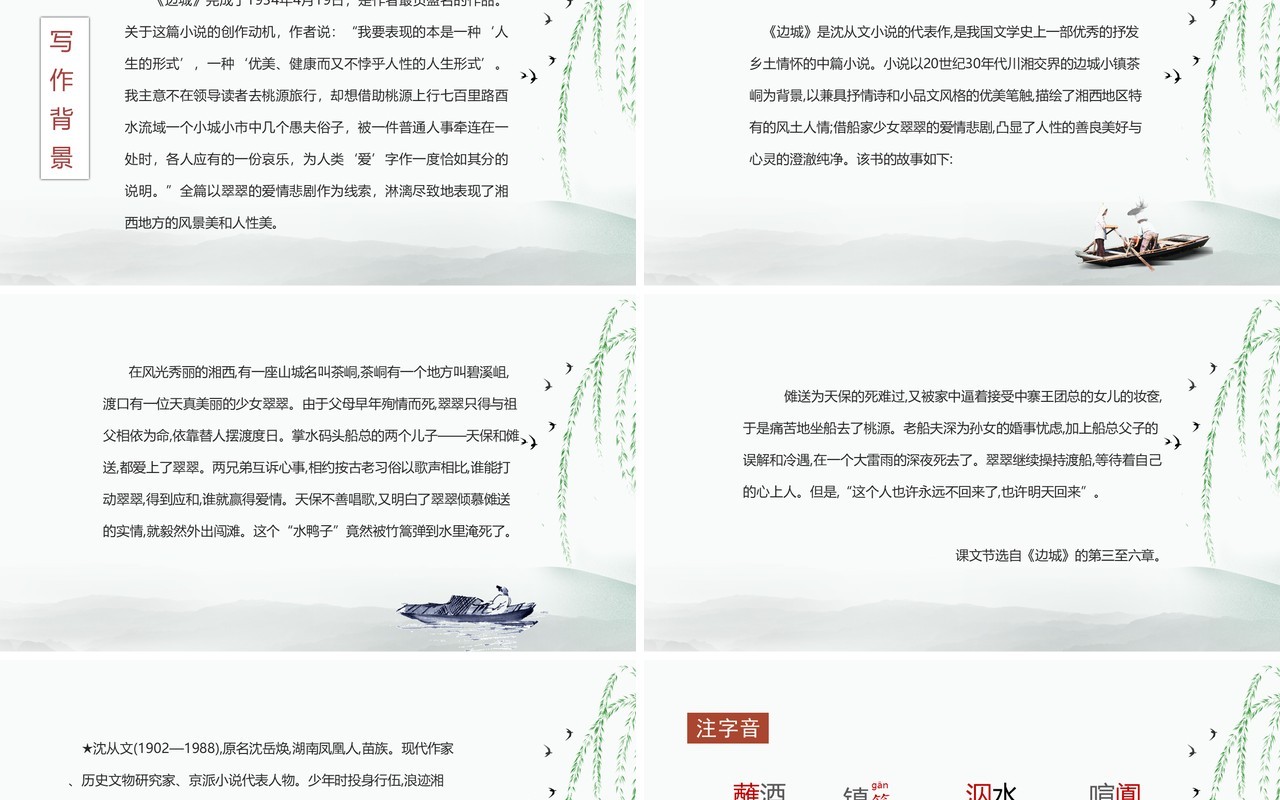部编版七年级语文上册边城课件PPT模板