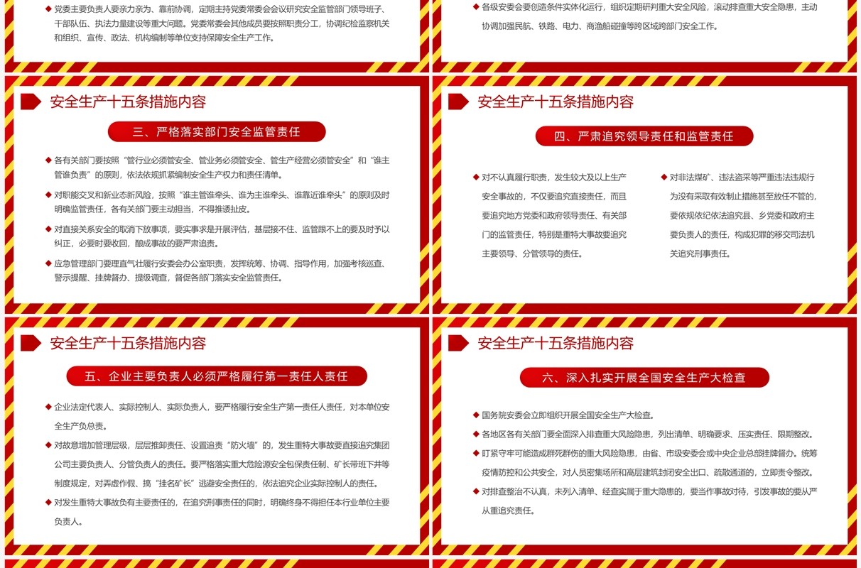红色简约安全生产十五条硬措施PPT模板