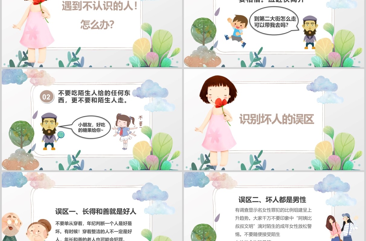 儿童安全教育防拐骗主题班会PPT课件模板
