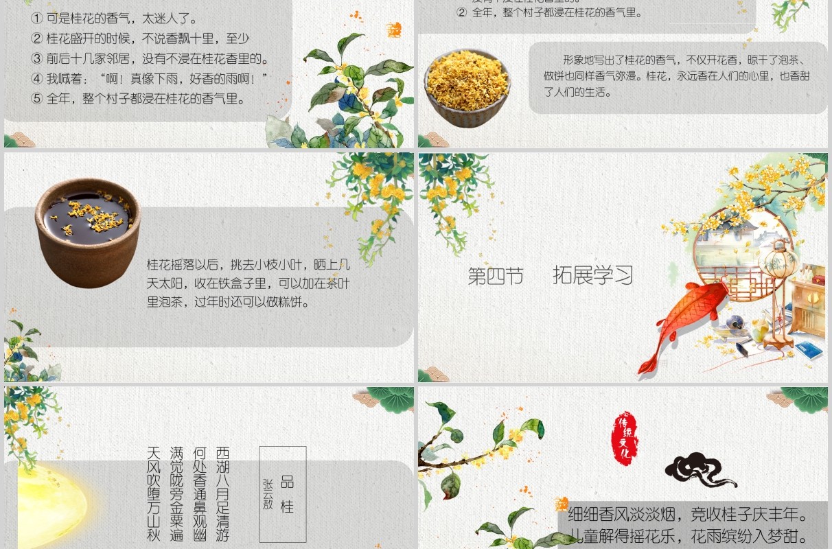 教师说课桂花雨PPT语文课件模板