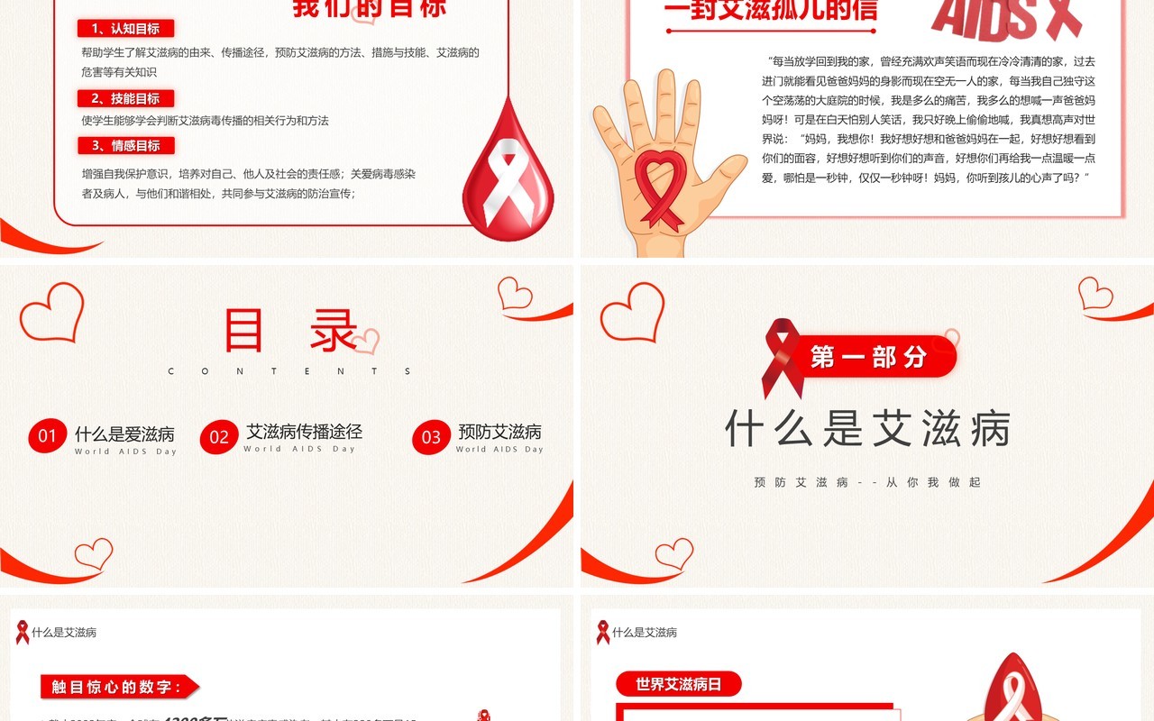 黄色简约风防艾于未然艾滋病宣传教育PPT模板