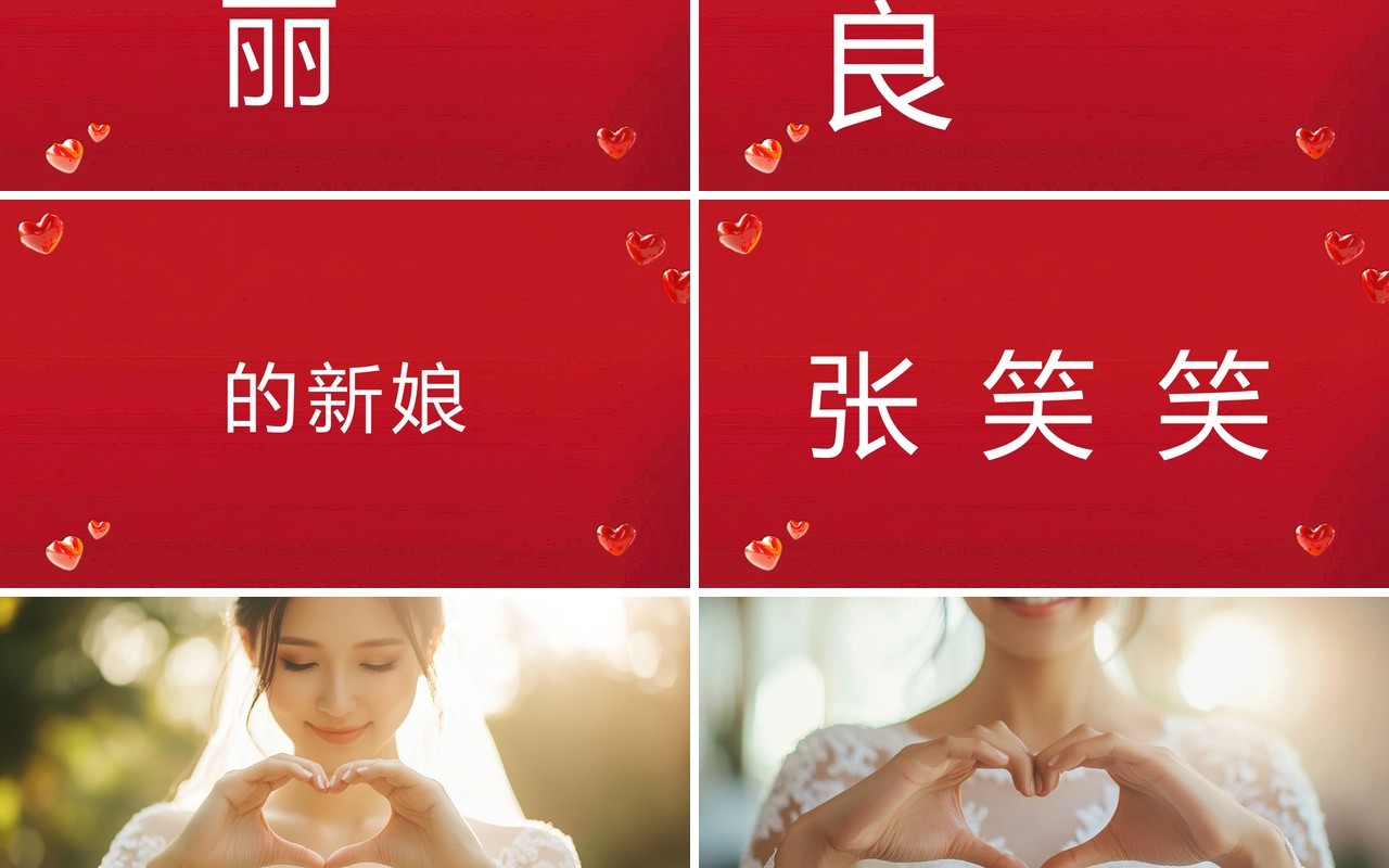 红色简约风婚礼快闪开场PPT模板