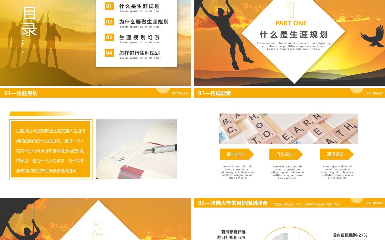 橘色商务风我的未来不是梦教育主题班会动态PPT模板