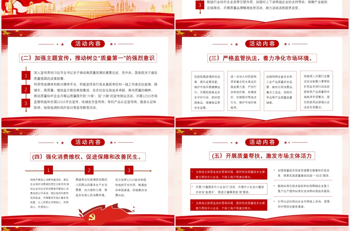 党建党课全国质量月专题课件PPT模板