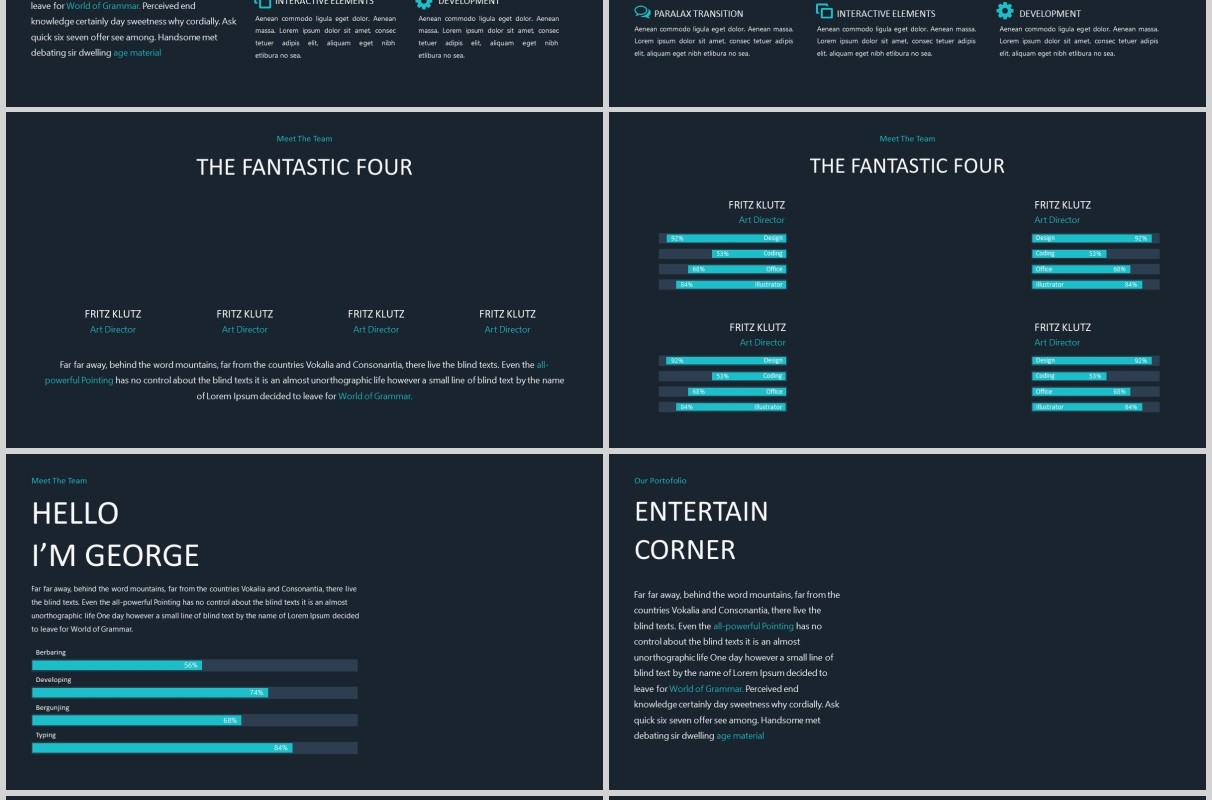 深色商务可视化图表PPT模板版式设计ATULAH Powerpoint Presentation Template