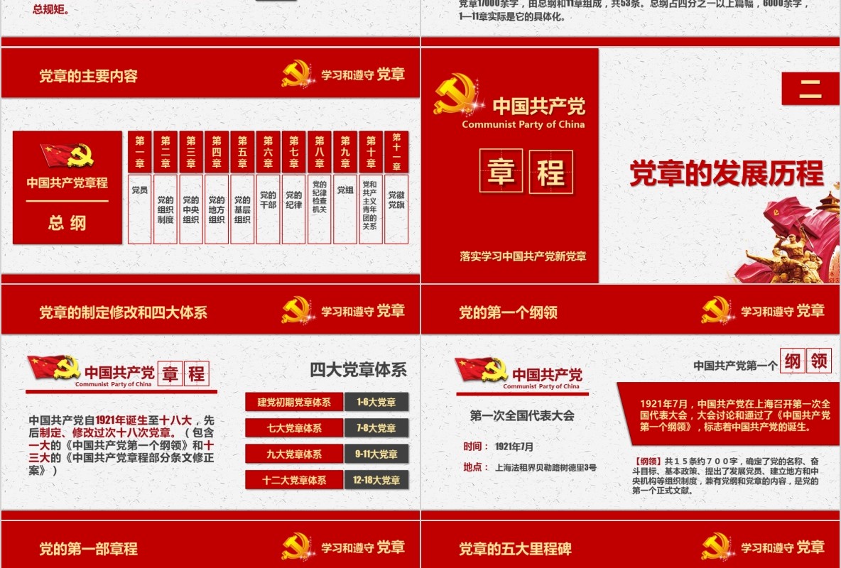 学习新微党章党课PPT模板22