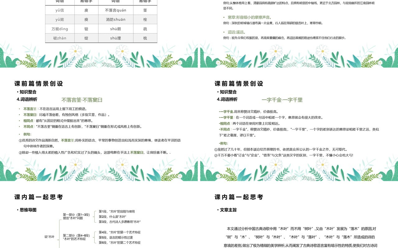 部编版高中语文必修五说木叶课件PPT模板