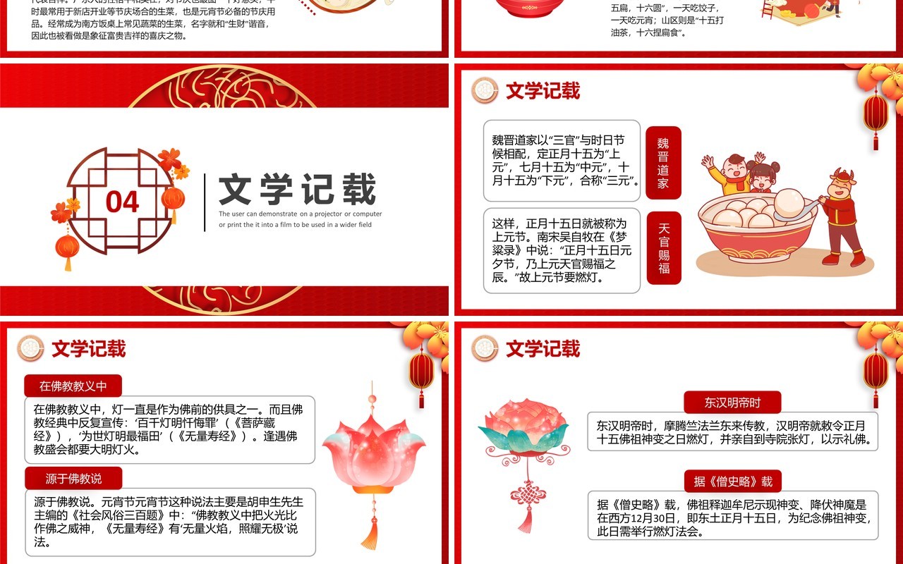 2021红色中国风元宵节快乐传统节日介绍PPT模板