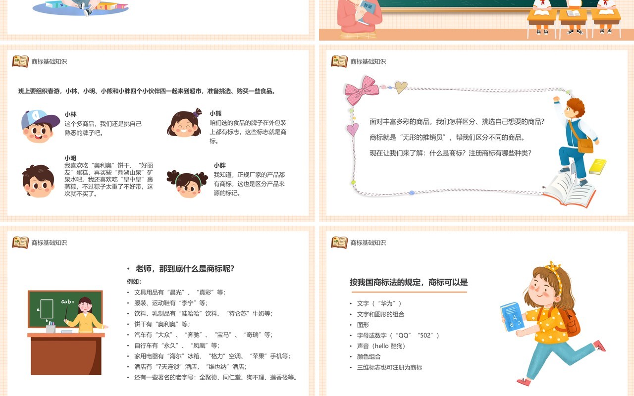 橙色黑板风小学生知识产权科普PPT模板