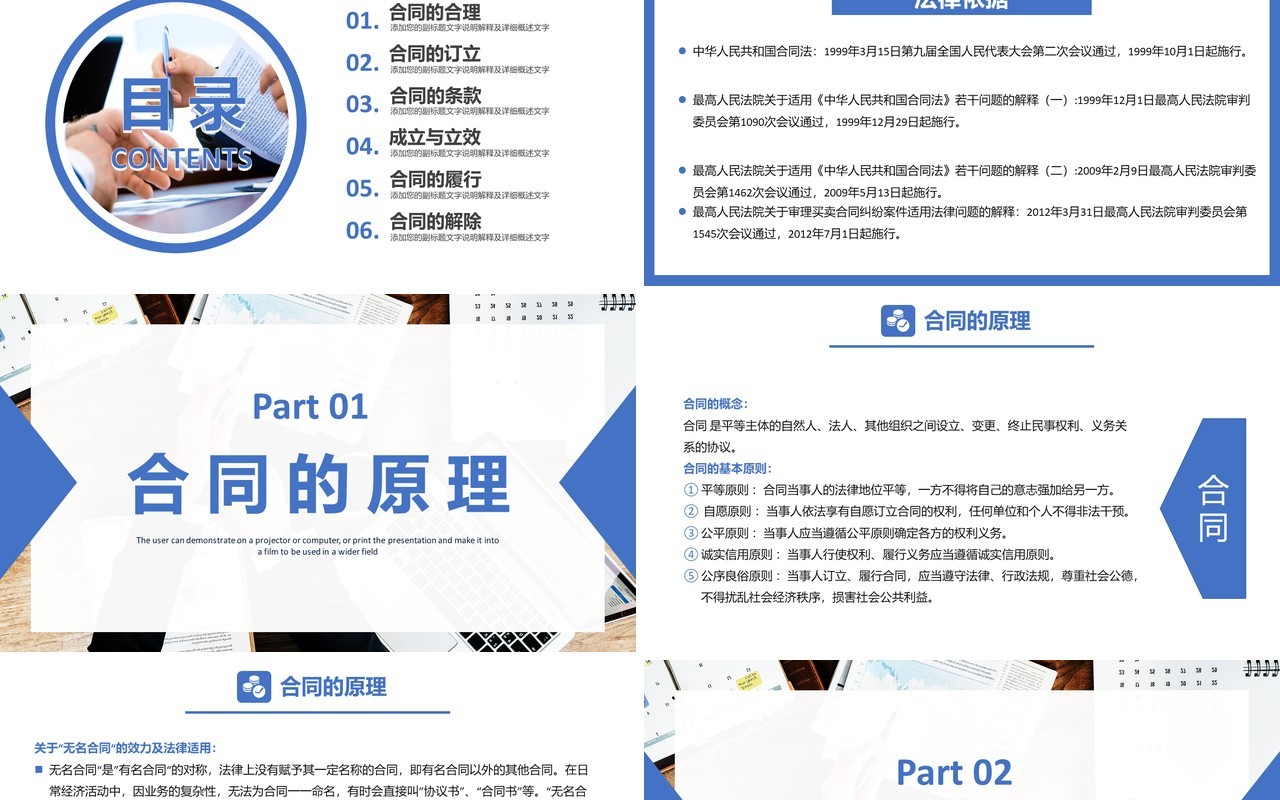 简约商务风合同法律风险防范通用PPT模板