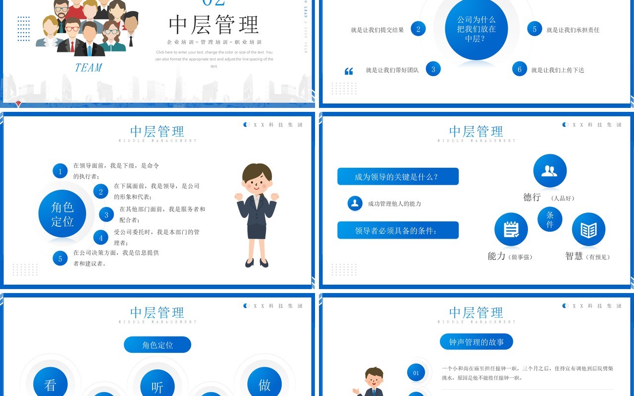 蓝色简约管理者如何带好团队PPT模板