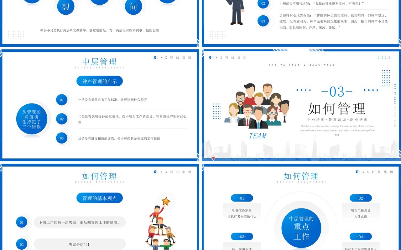 蓝色简约管理者如何带好团队PPT模板