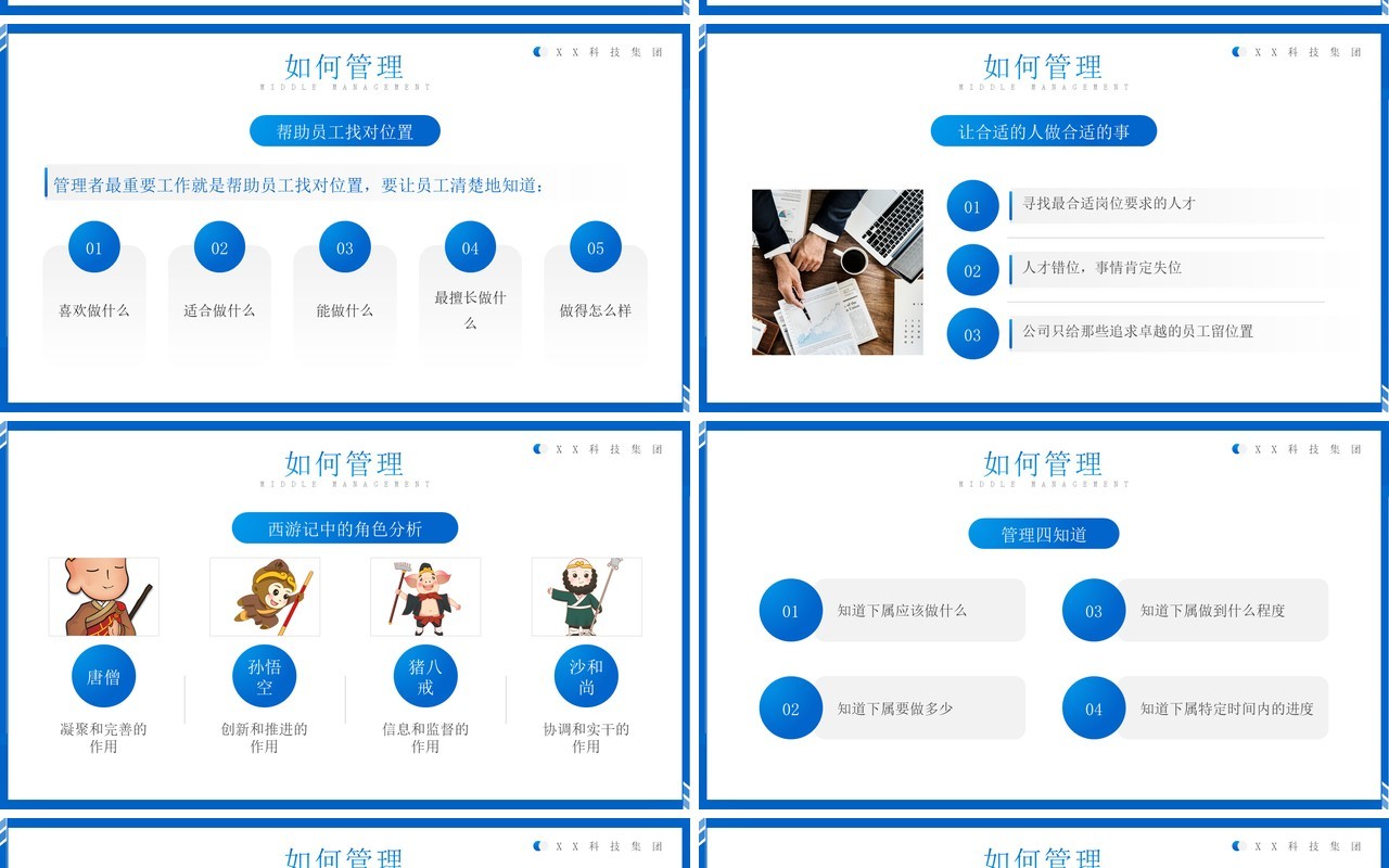 蓝色简约管理者如何带好团队PPT模板