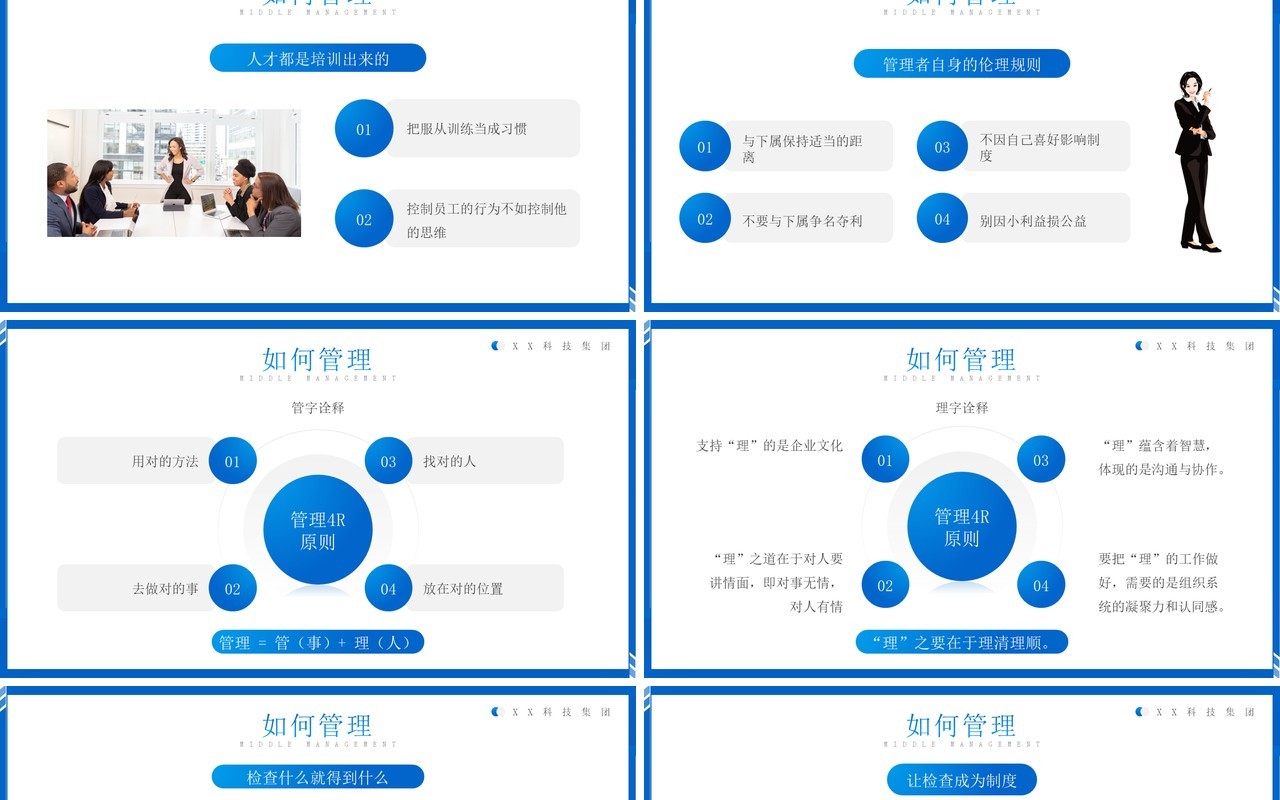 蓝色简约管理者如何带好团队PPT模板