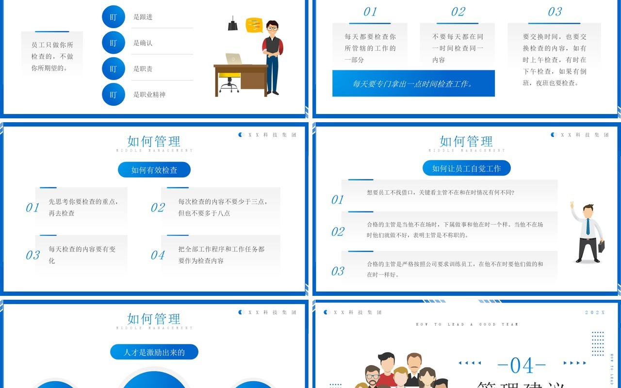 蓝色简约管理者如何带好团队PPT模板