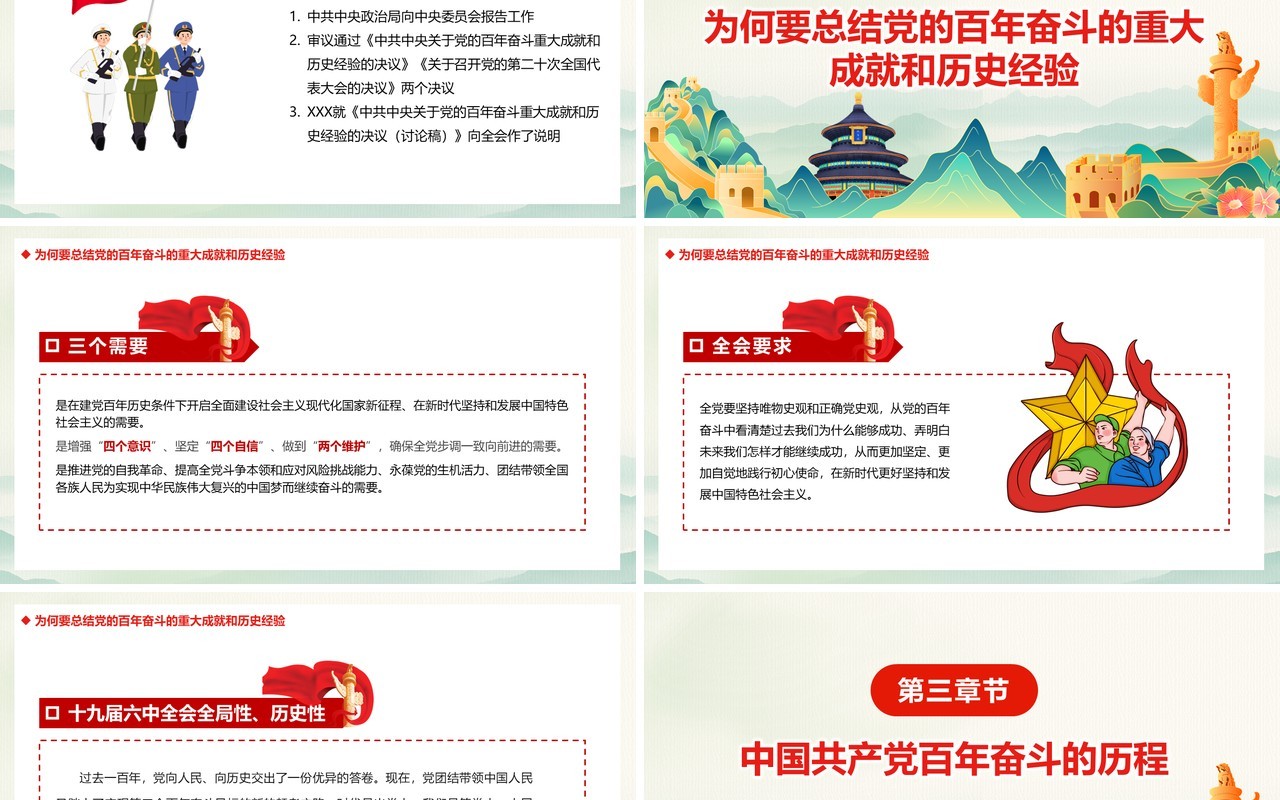 学习贯彻党的十九届六中全会会议精神PPT模板