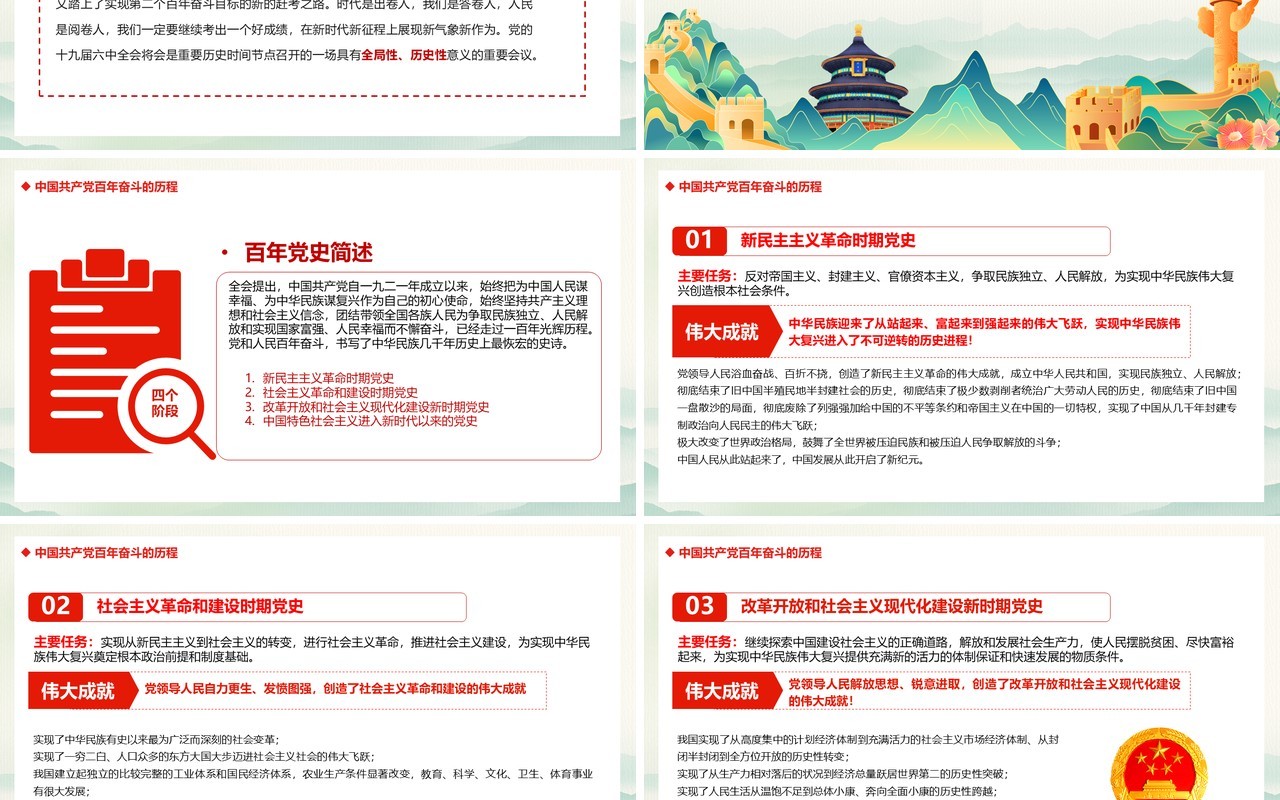学习贯彻党的十九届六中全会会议精神PPT模板
