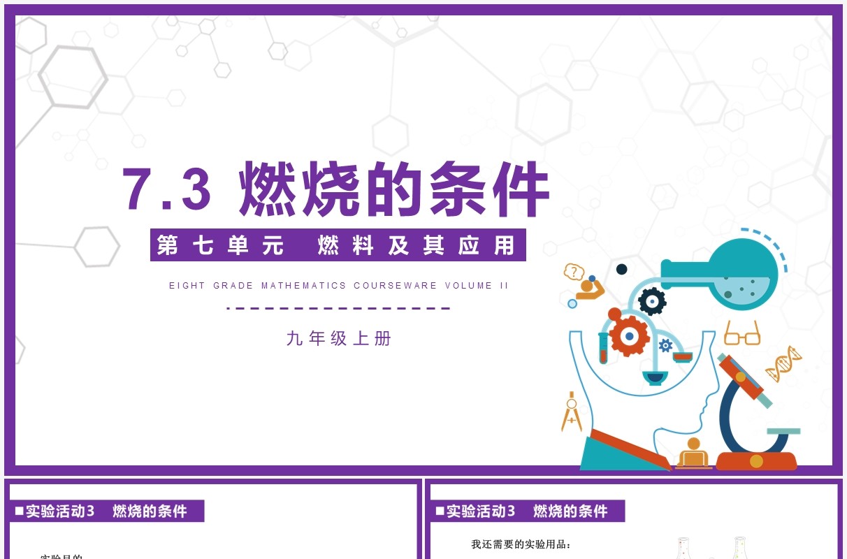 部编版九年级化学上册燃烧的条件课件PPT模板