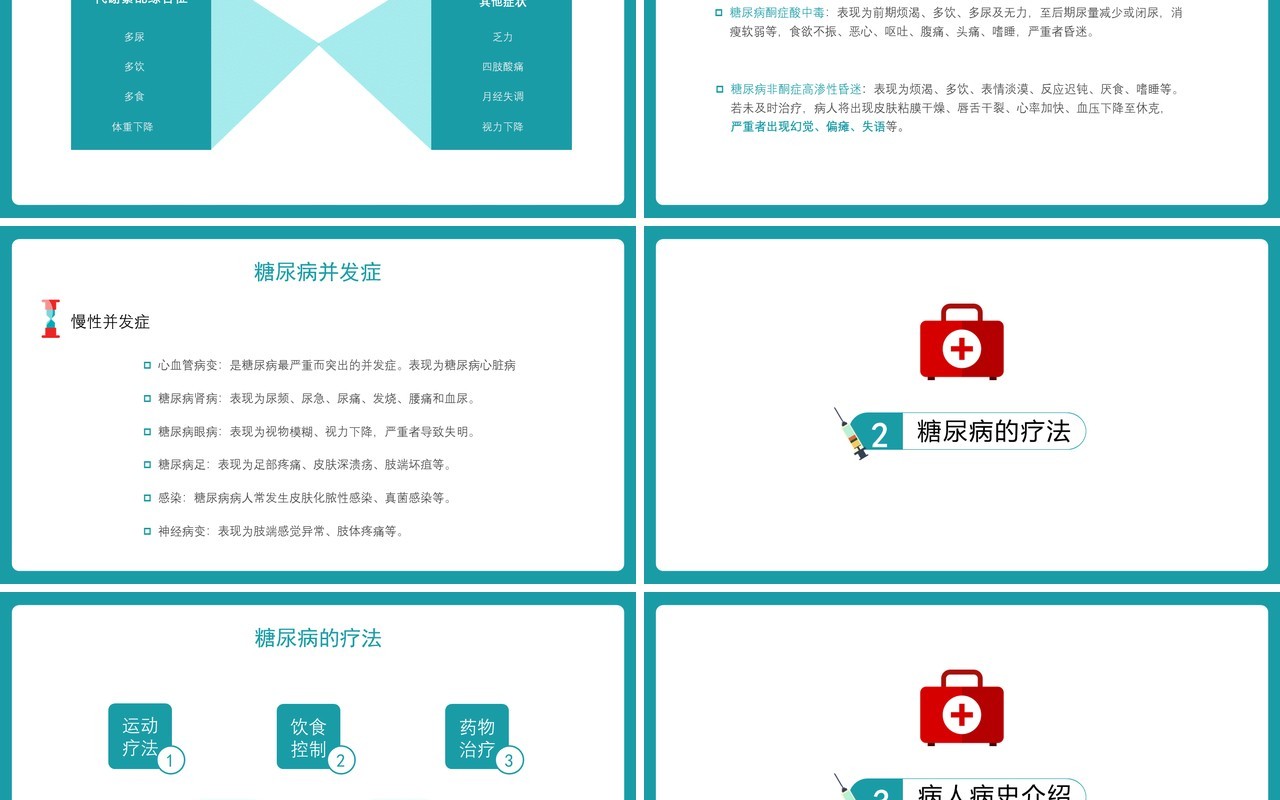 简洁医院医生糖尿病护理查房PPT模板